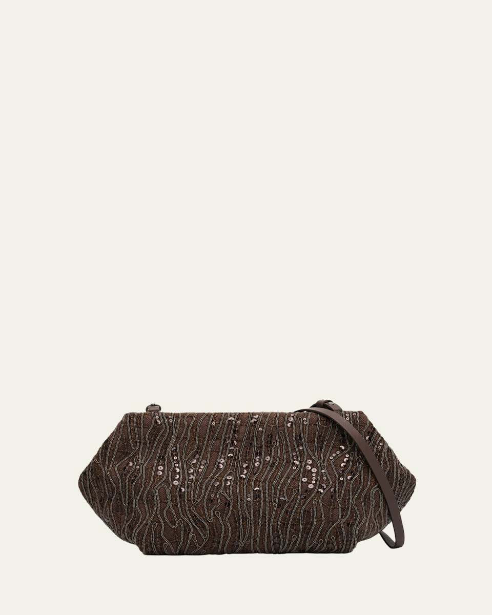 Pleated Mesh Monili Clutch Bag